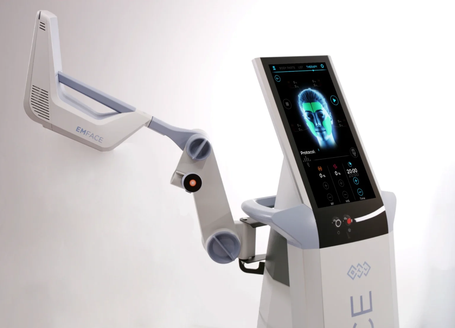 The Emface device with its adjustable arm and touch screen